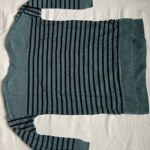 Old Navy Teal and Black Striped Crew Neck Sweater